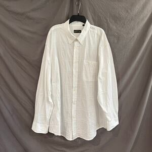 Orvis Cotton Shirt Size XXL White Button Down Sewn Squares Long Sleeve Pockets